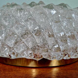 Large brass and frosted glass ceiling light, Hillebrand Lighting, 1970.