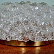 Large brass and frosted glass ceiling light, Hillebrand Lighting, 1970.