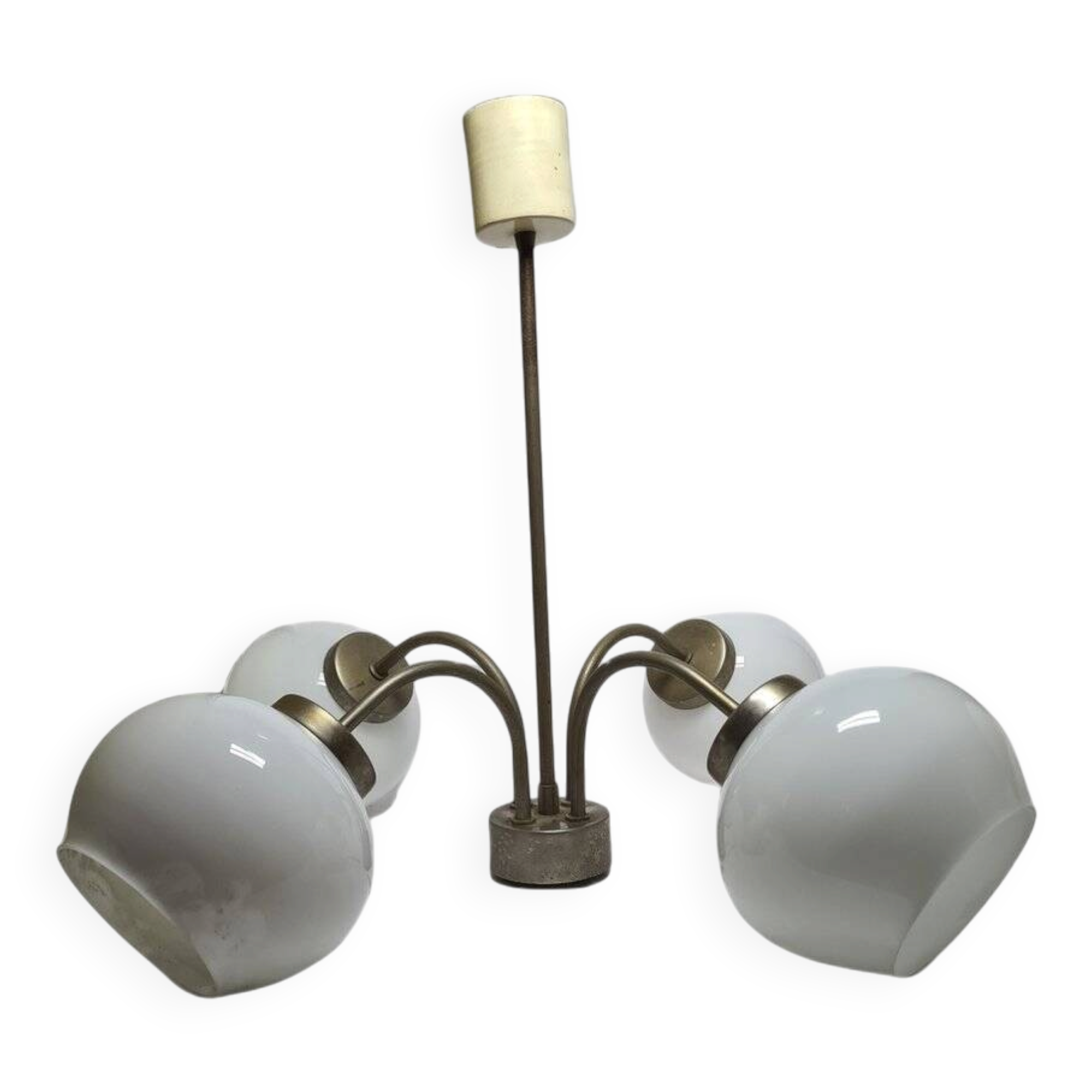 Postmodern brass and glass chandelier, Poland, 1970s