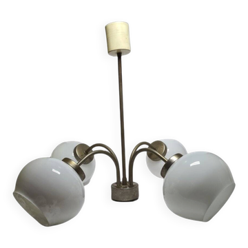 Postmodern brass and glass chandelier, Poland, 1970s