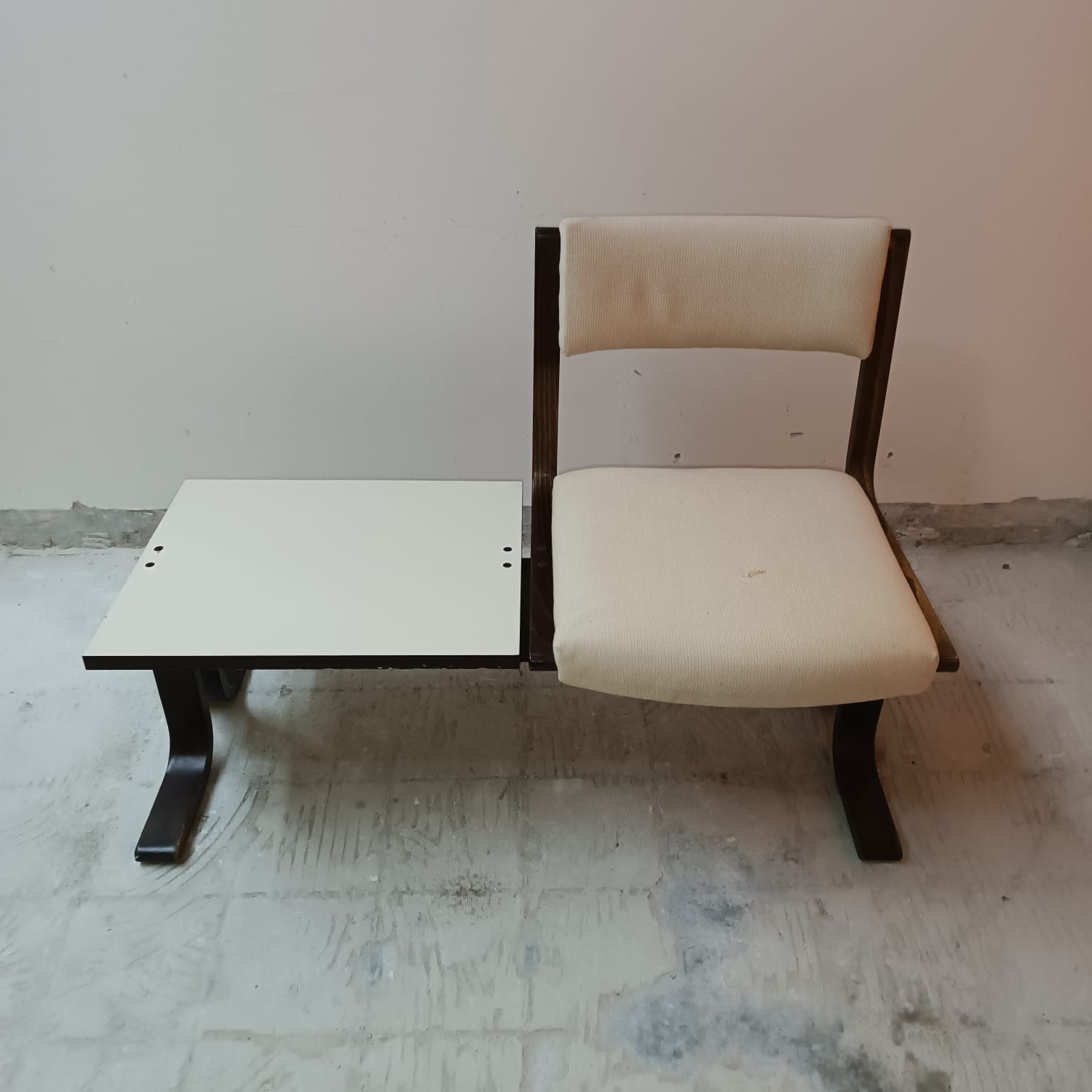 Chair + table on beam vintage 80s