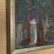 Original Svan Grandin Vintage Oil Painting  Portrait of two men in cafe