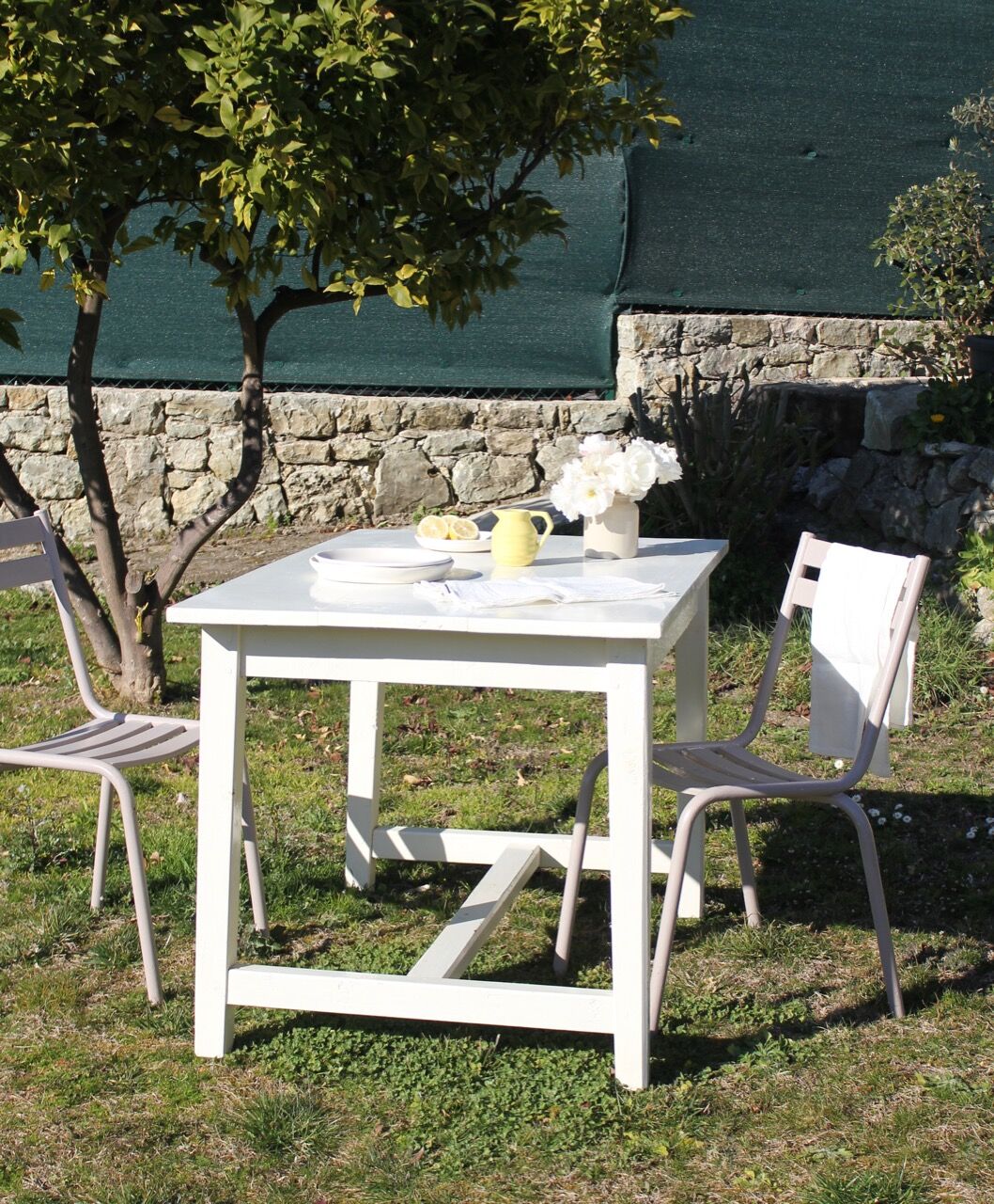 Patina white farm table