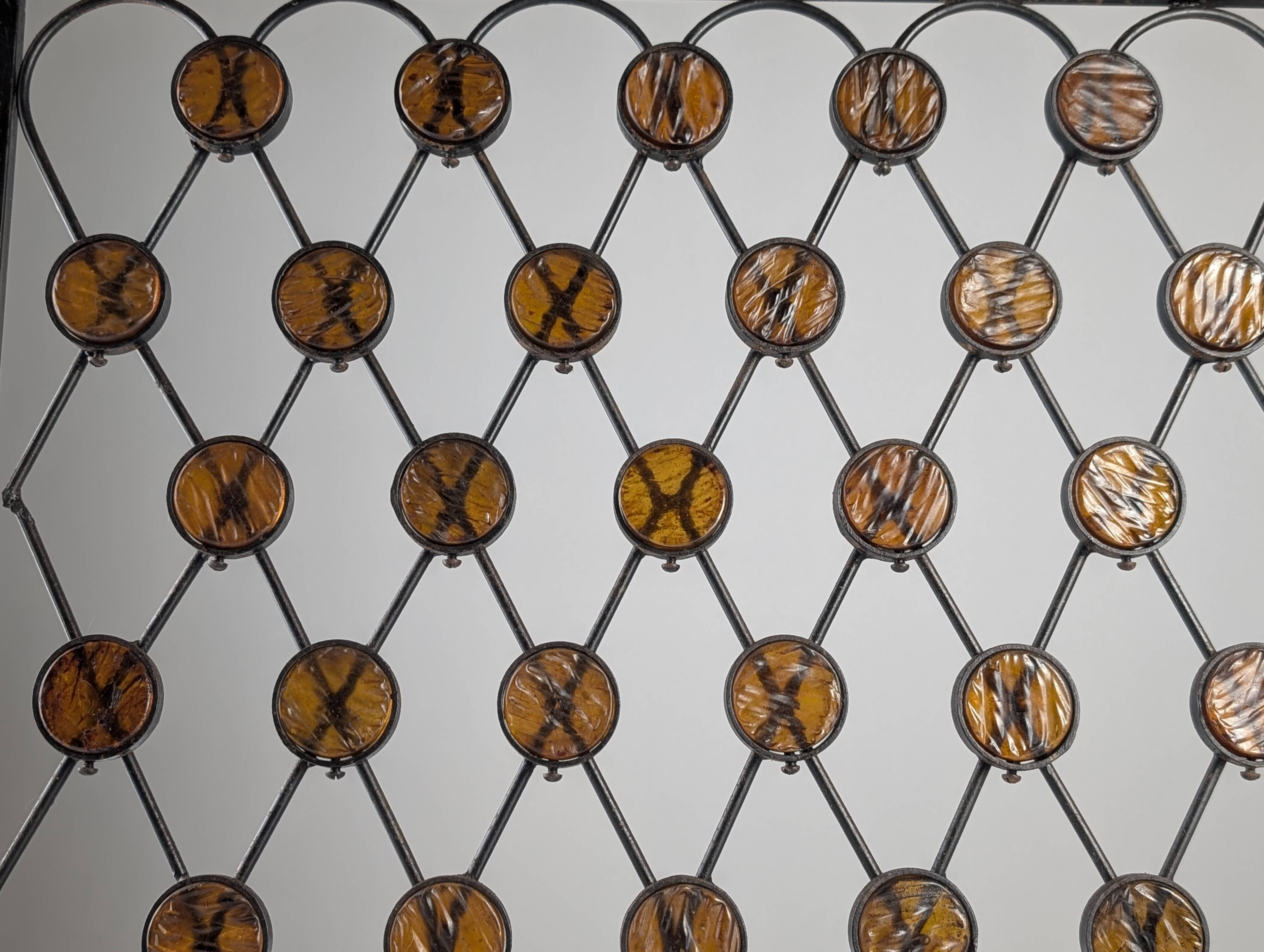 Wrought Iron Fire Screen with Orange Acrylic, Mid-Century, 1960s