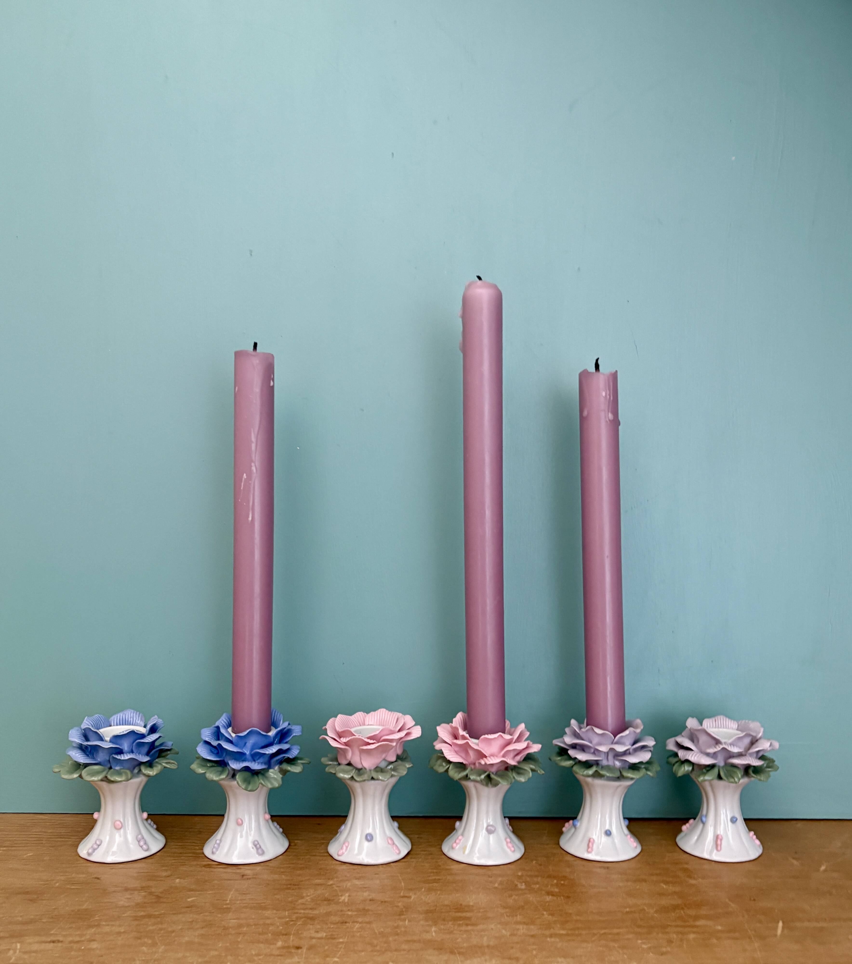 Set of 6 vintage ceramic candle holders