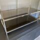 Table basse double plateau verre chrome style Bauhaus vintage 1970