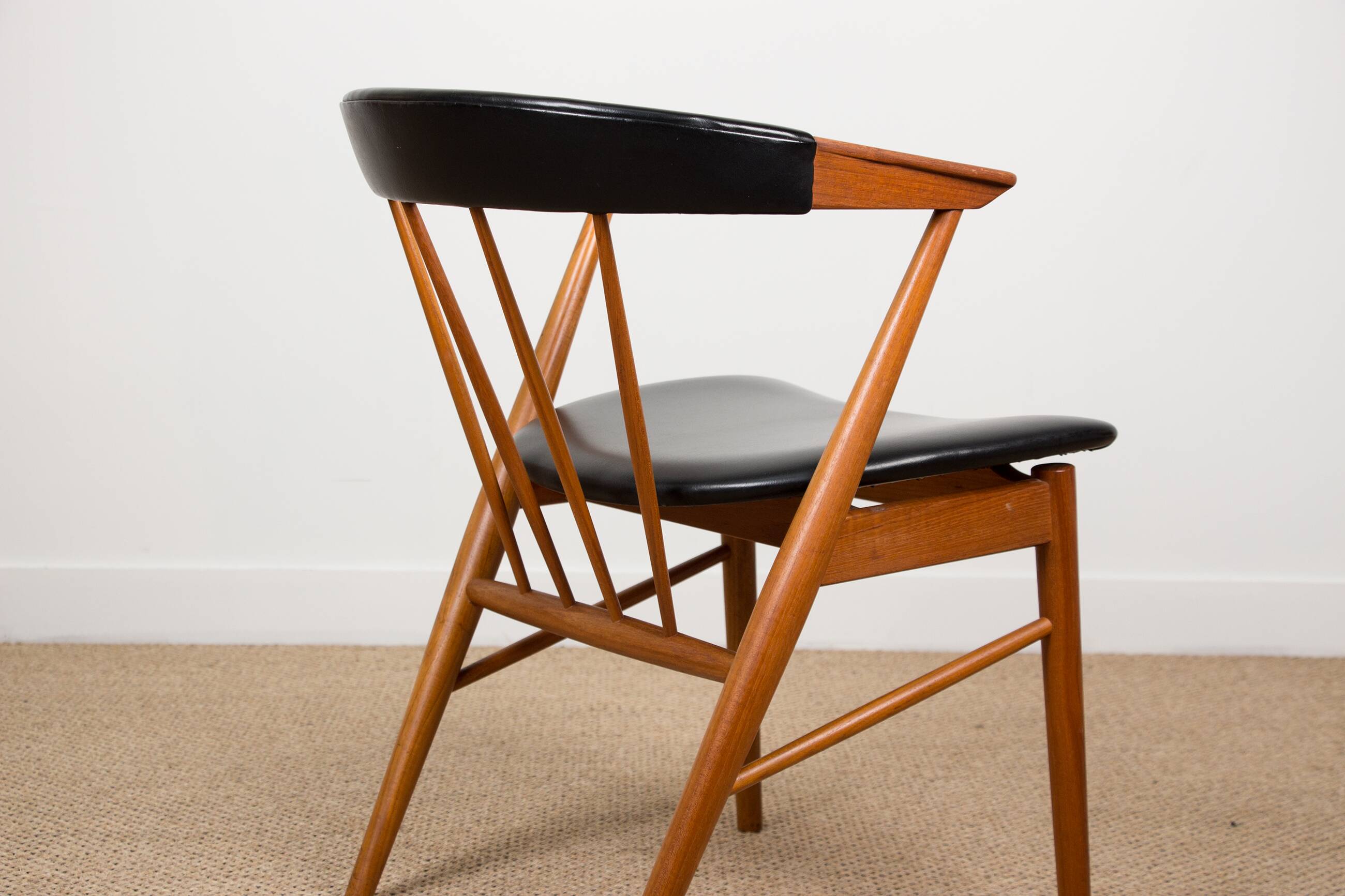 Danish armchair in teak and skai by Helge Sibast for Sibast 1955.