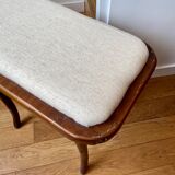 Wooden and beige cotton piano bench