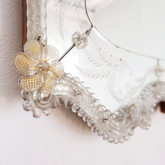 Italian Venetian Murano Floral Wall Mirror