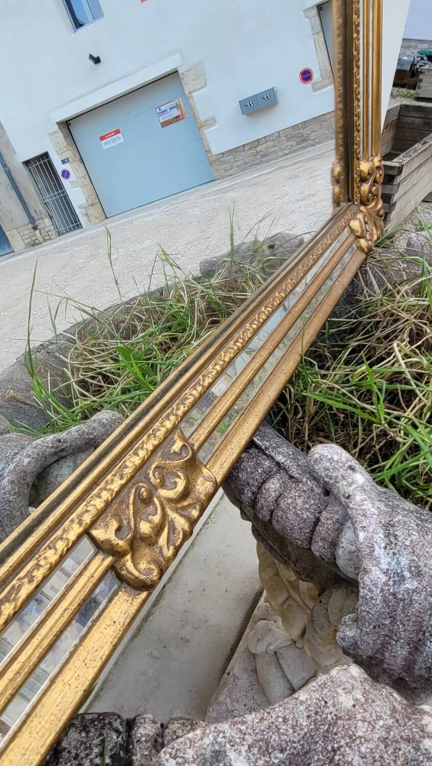 Antique 1960s gold-plated glass mirror