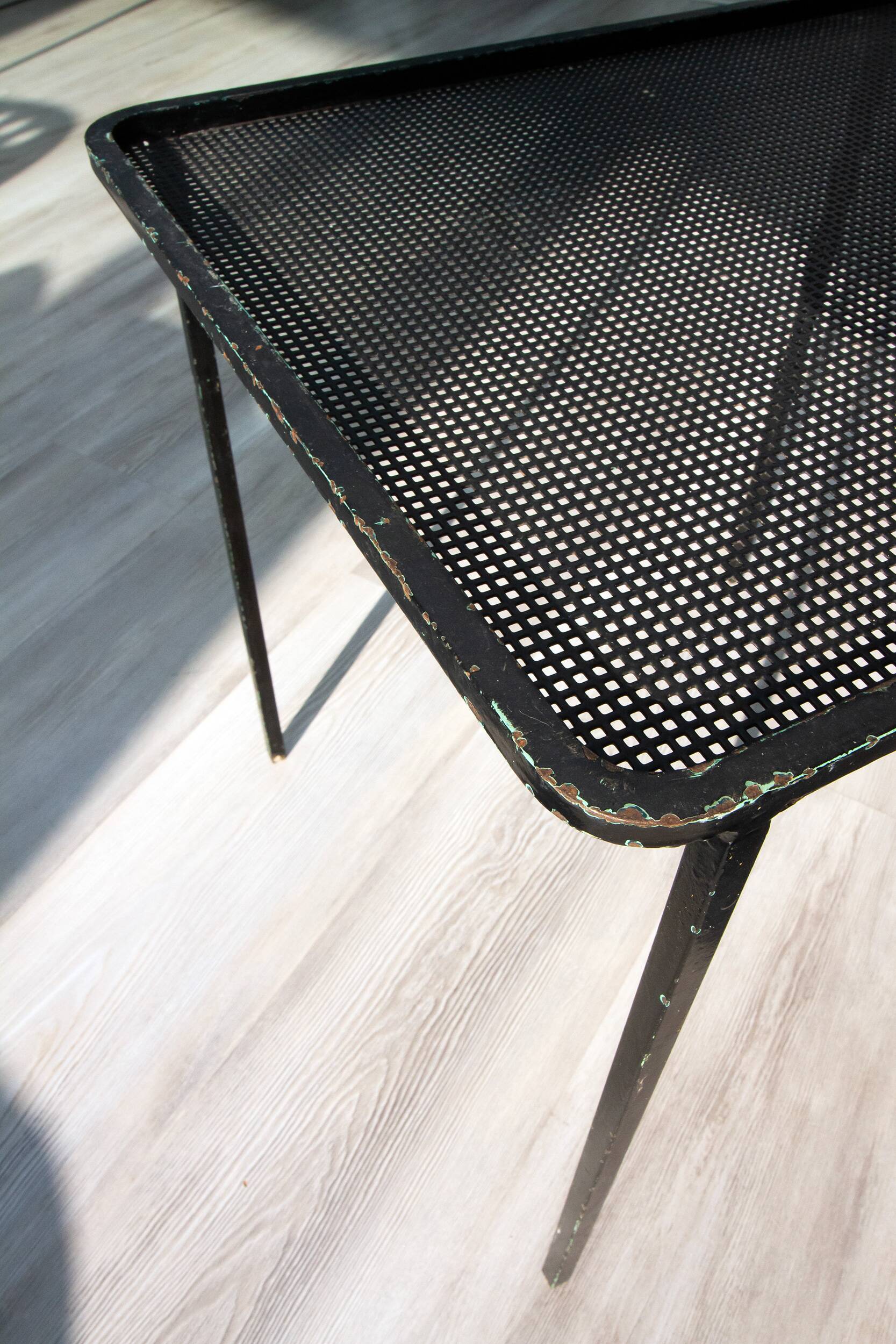 Coffee table from the 1950s, perforated metal attributed to M Matégot