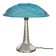Art Deco table lamp, hammered metal base, glass shade, Degué, France, 1920-30s