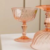 Set of 6 apricot Luminarc Rosaline coupe martini glasses in glass – vintage 1970s France with packaging