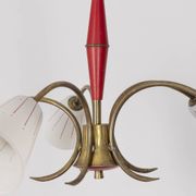 Vintage 60's chandelier, red metal and glass, italian design