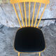 Baumann western style chair in yellow wood + vintage black skai seat