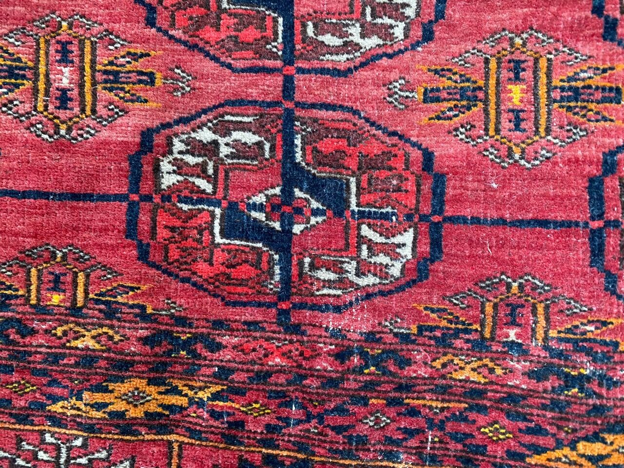 Old Turkmen bukhara handmade handmade wool rug 120x164 cm