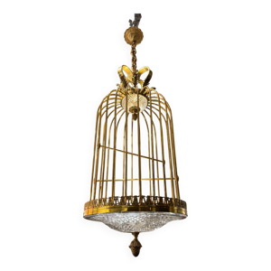 Lustre cage en cristal