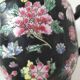 Théière chinoise vintage décor floral polychrome fond noir