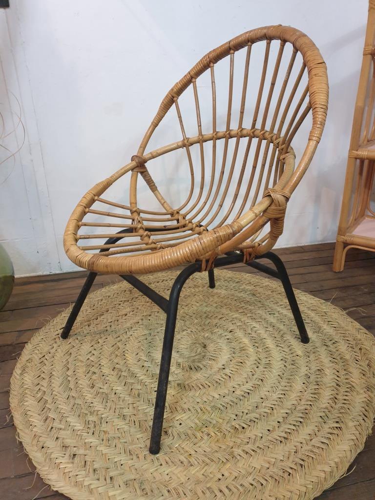 Osier basket armchairs in bamboo rattan