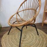 Osier basket armchairs in bamboo rattan