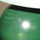 Pair of small green wooden ball lamps