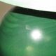 Pair of small green wooden ball lamps