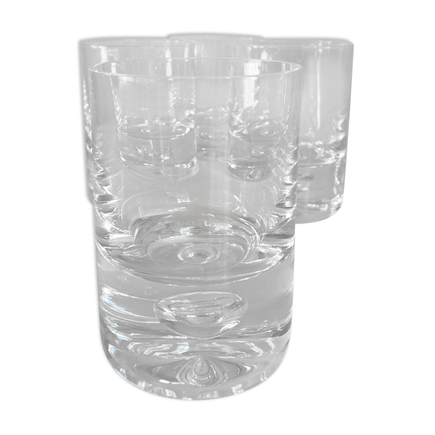 Set of 4 glasses bubble whiskey cups 1970