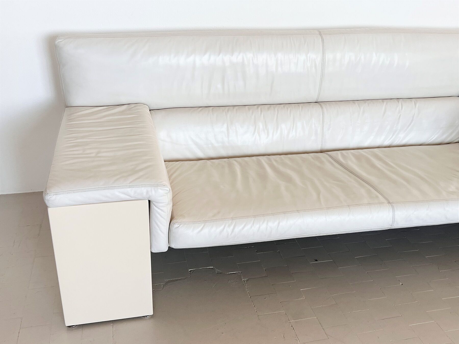 Cini Boeri for Knoll Three Seater Sofa 'Brigadier' in White Leather, 1970s