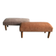 Pair of brown and white solid beech ottomans with contrasting fabrics - 1960s