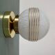 Vintage glass globe wall or ceiling light in white and gold from Clichy.