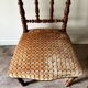 Turned wood and ochre velvet chair