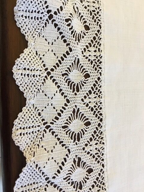 Old furniture top embroidery with spindle