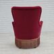 1970s, Danish highback armchair, red furniture velour, beech wood.