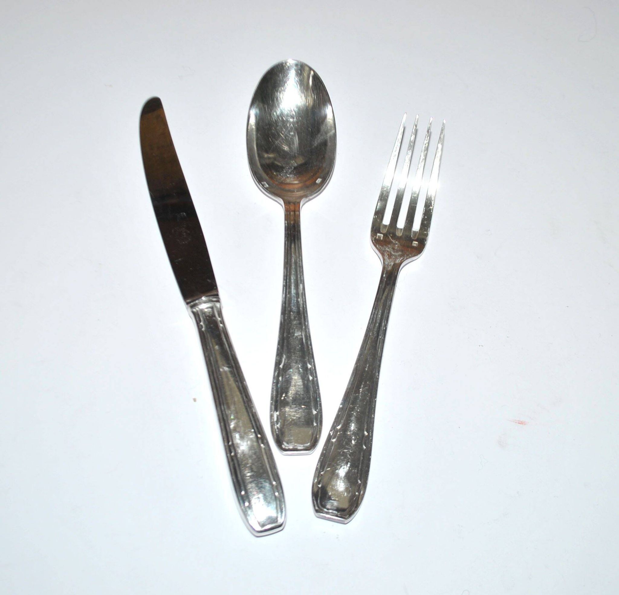 LCF set of 36 silver cutlery for starters and desserts, 1950s design Le Couvert Français