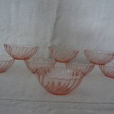 8 rosaline cups arcoroc twisted pink glass