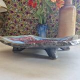 Dish on feet or storage compartment in enameled stoneware signed gerard tridot france