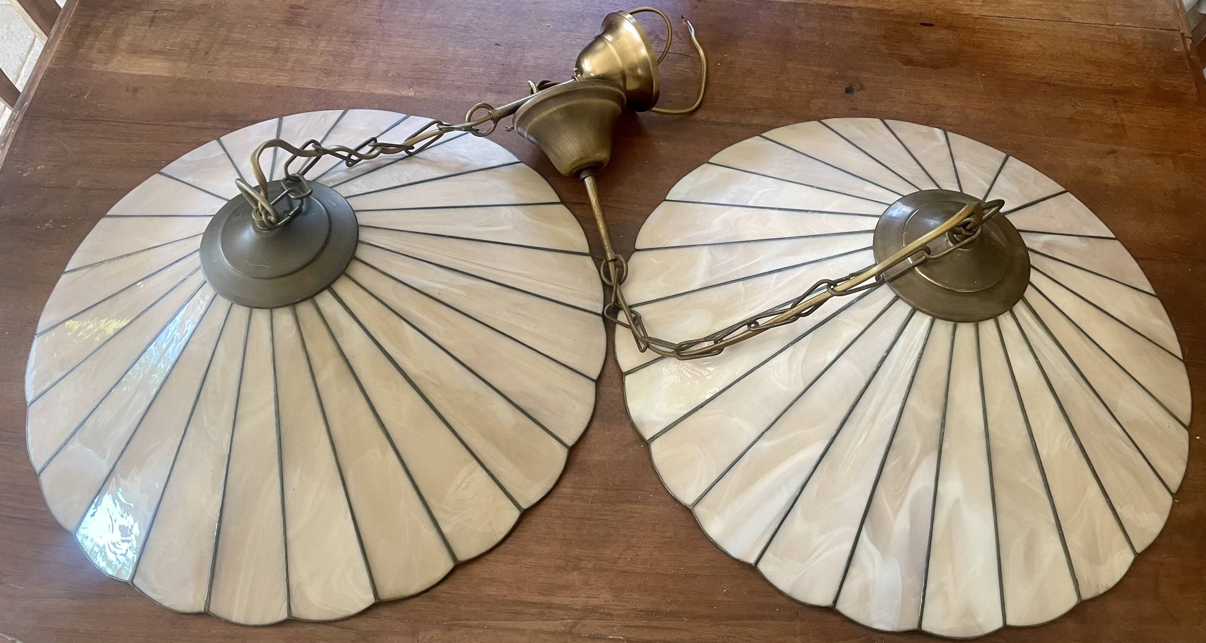Suspension style Tiffany vintage, opal glass lampshade Ø45cm
