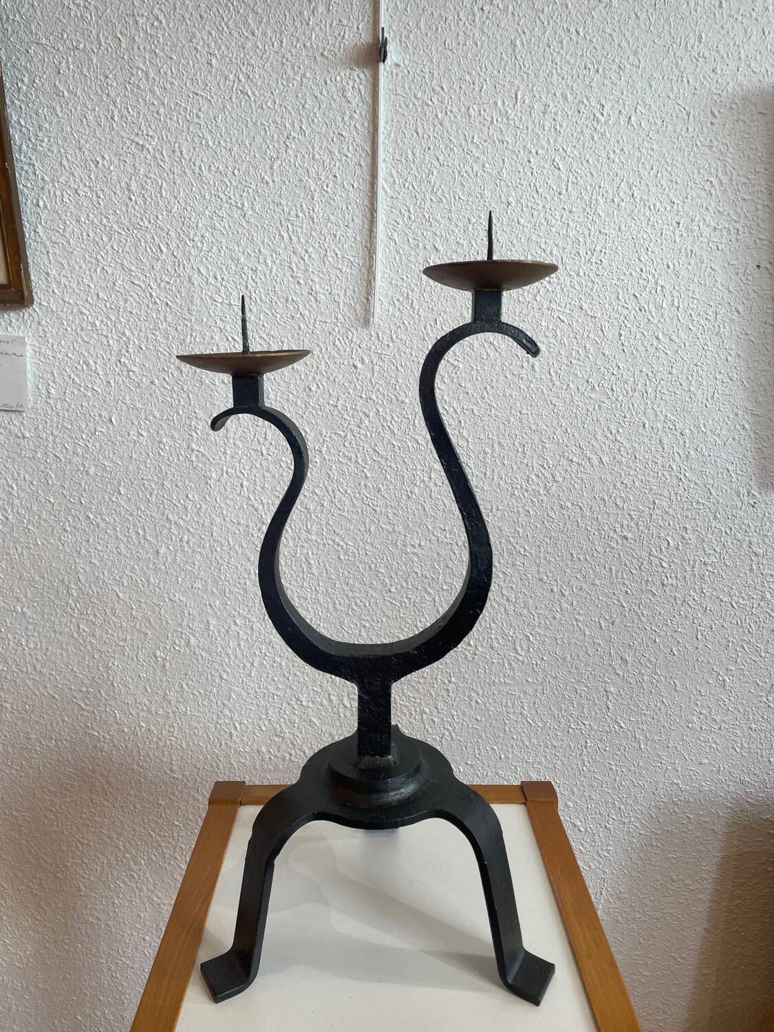 Wrought iron candle holder circa 1950, two sconces