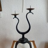 Bougeoir fer forgé vers 1950, deux bras de lumière