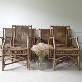 Lot de 6 fauteuils en osier