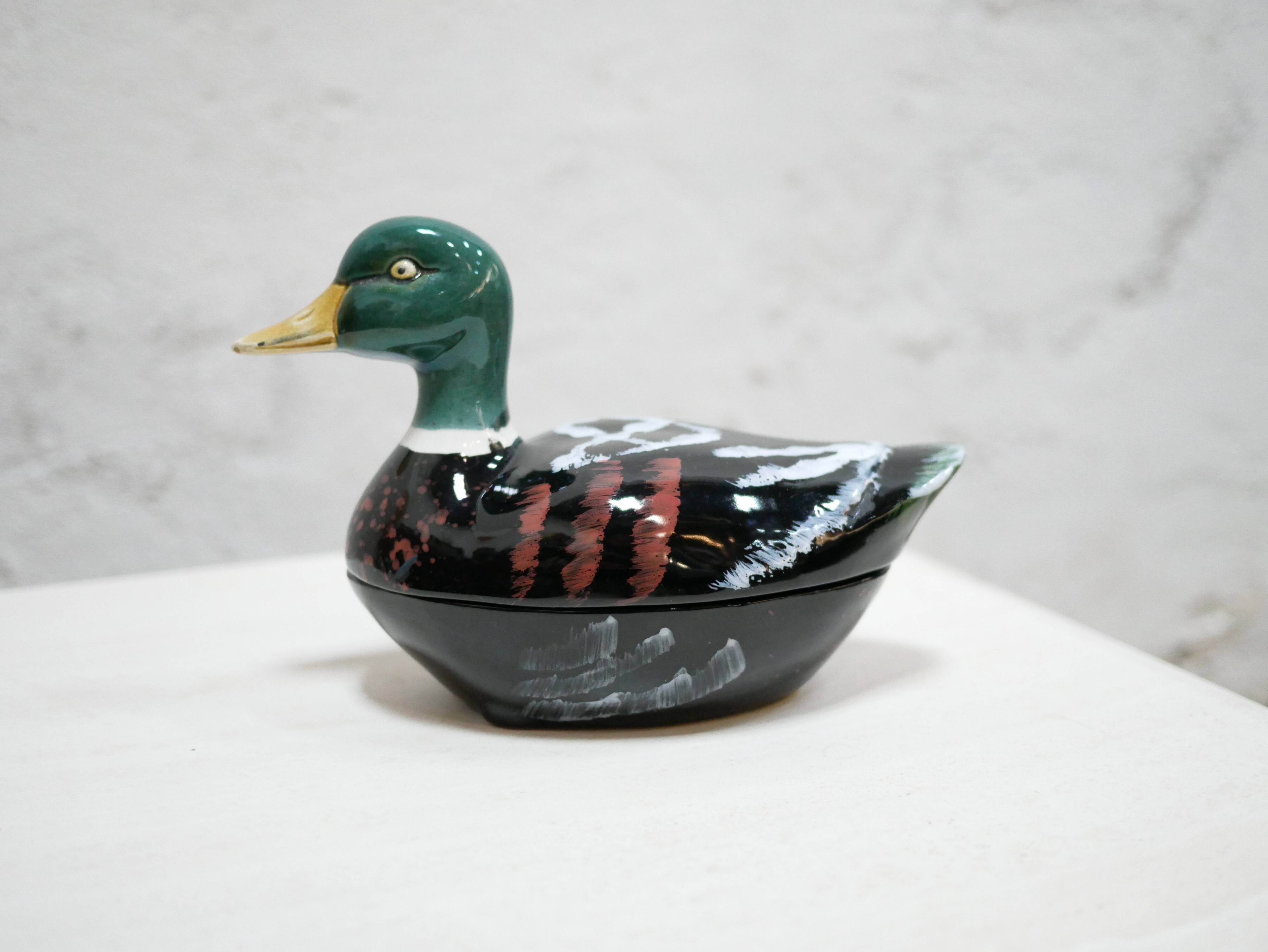 Vintage ceramic duck terrine by Michel Caugant