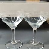 Lot 6 coupes à champagne art décor, années 20. ciselées motifs épis de blé/traits transversaux