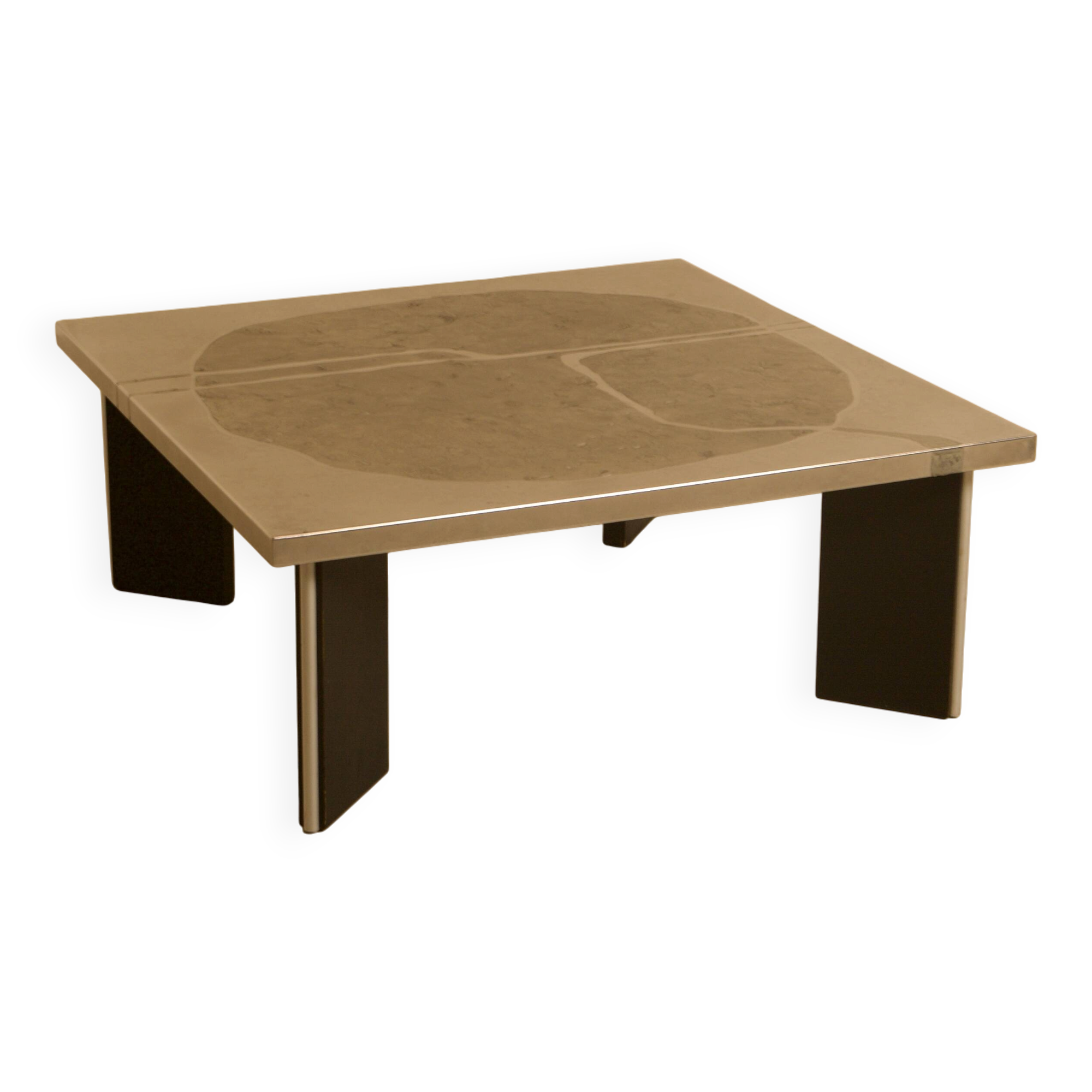 Sculptural coffee table in wood and steel by Heinz Lilienthal 60s