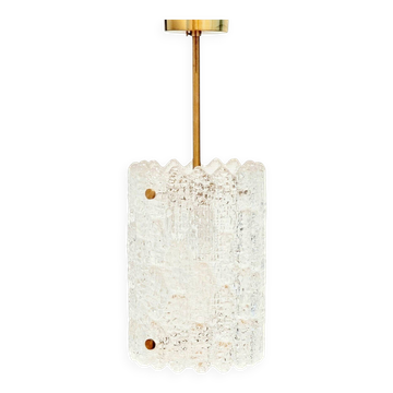 Plafonnier scandinave en cristal et laiton, style milieu du siècle, par C.Fagerlund