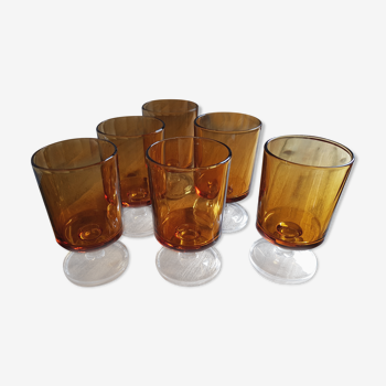 Set de 6 verres bruns à pieds vintage