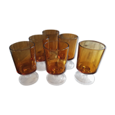 Set de 6 verres bruns à pieds vintage