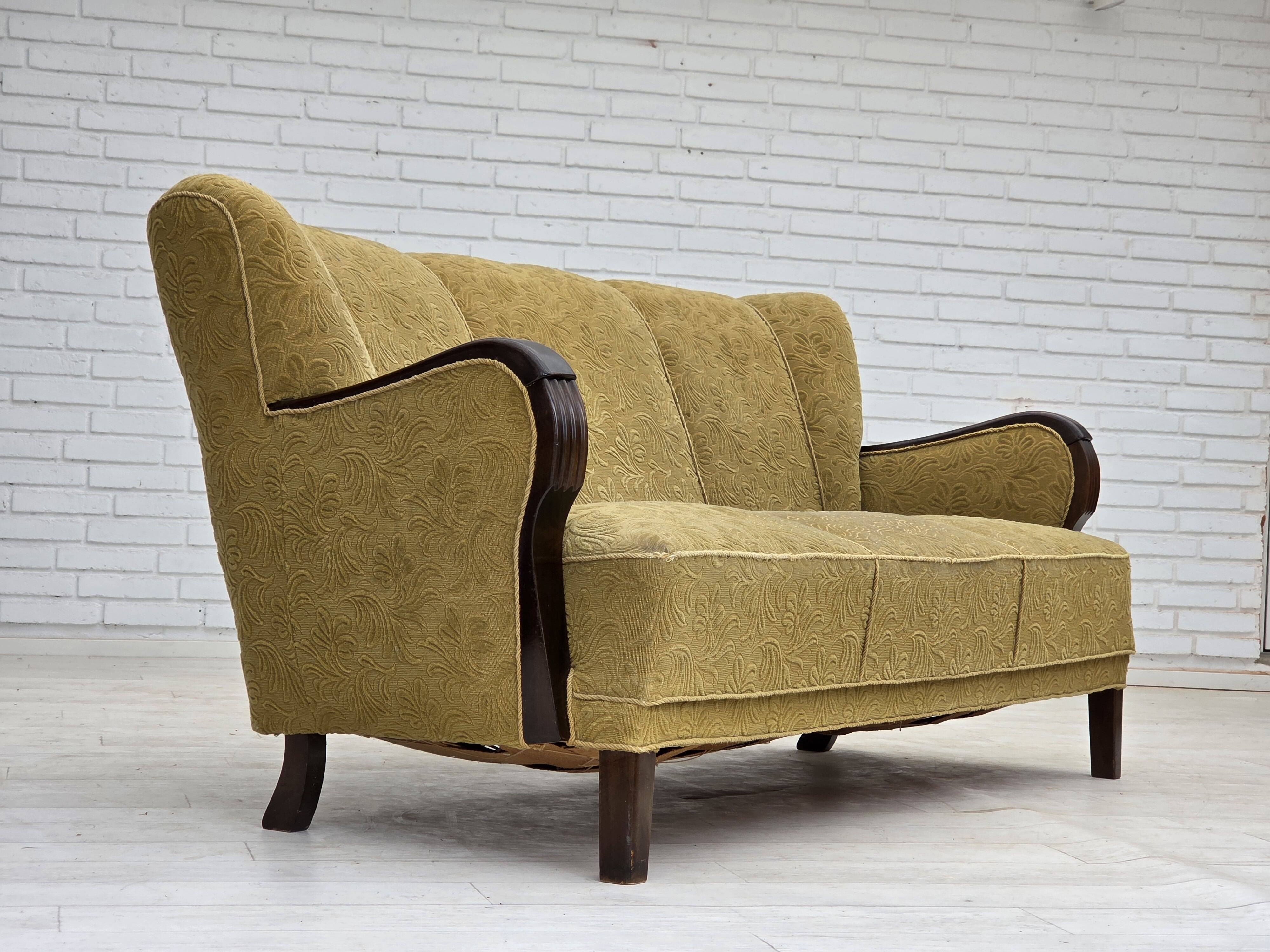 1960s, Danish 3-seater sofa, original condition, wool/cotton fabric.