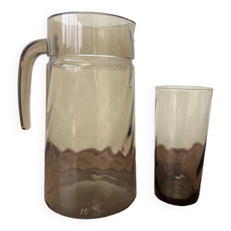 Set of 1 pitcher + 1 vintage lemonade glass