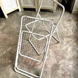 2 white metal "Ted Ned" folding chairs by Niels Gammelgaard for IKEA, 1980s