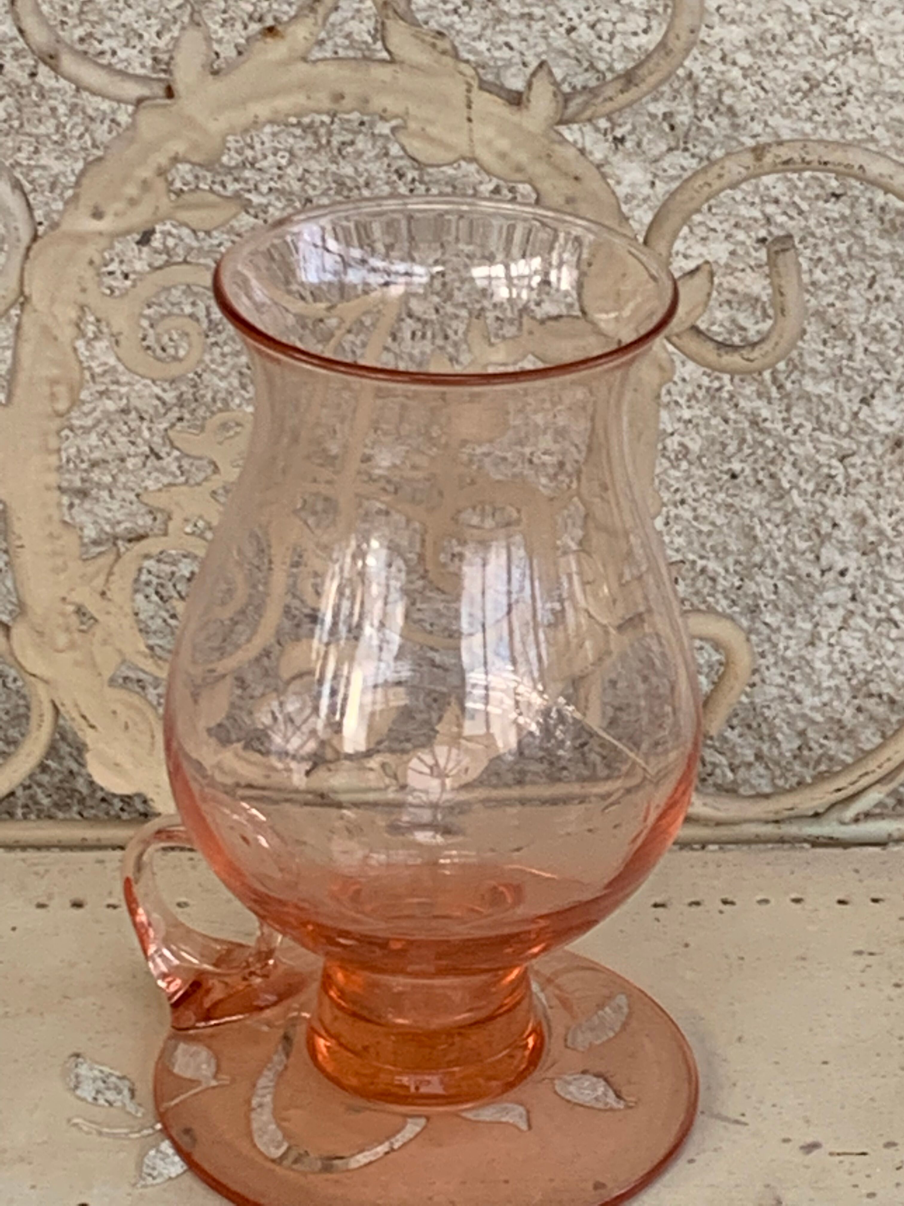 Vintage transparent pink glass photophore